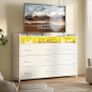 Chest of Drawers for Bedroom with LED and Charging Station, White Image 4