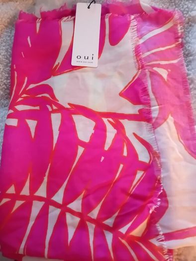 Oui large scarf - Pure Viscose - Pink White - BNWT RRP 60