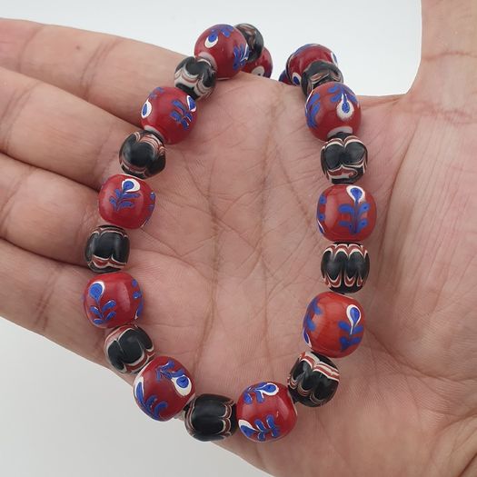 Antique Venetian Style Floral & Trade Glass Beads Necklace