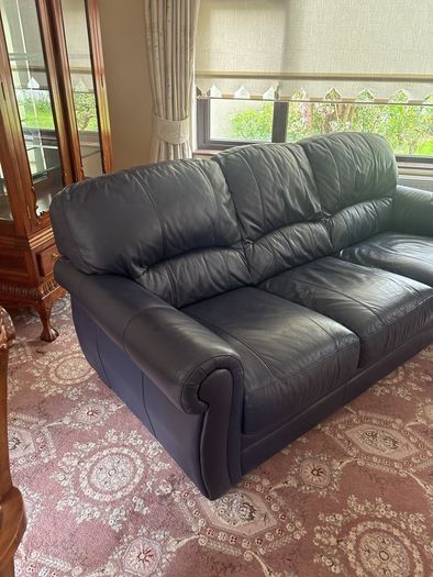 Navy leather couch