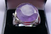 Vintage 80s Sterling Silver 925 Amethyst Quartz Gecko Statement Ring Size T - 11,65g