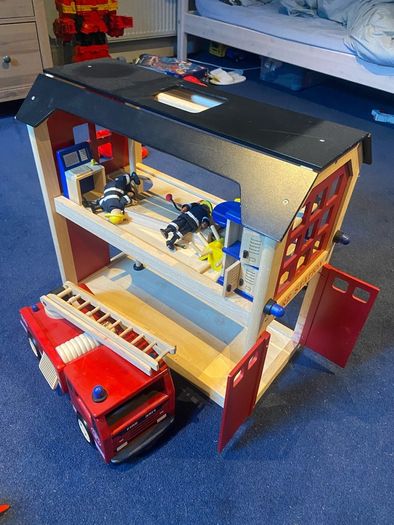 toy fire station. Fire truck and figures