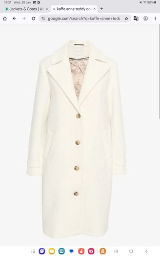 Danish brand Kaffe - Teddy Coat - Warm off white colour - Size DK 40 UK 12 - BNWT RRP 150