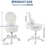 Small Vanity Chair with Wheels, 9L Hidden Storage & Foldable Backrest, Plush Sherpa Fabric Vanity Chair with Bow, Adjustable Height Swivel Dressing Table Stool for Bedroom Makeup Room Image 3