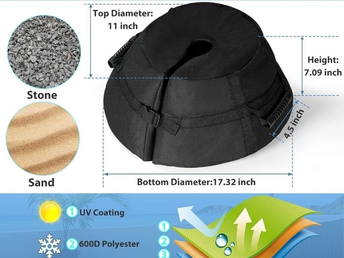 Parasol Base Weights Bag, Heavy-duty Parasol Sand Base up to 80 lbs, Removable Sand Base, Adjustable Diameter Garden Umbrella Base for All Kinds of Parasols (Round)