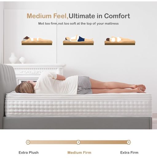 Single Mattress,10.2 Inch Hybrid Memory Foam and Individually Pocket Spring