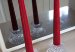 Tipperary Crystal Candlesticks with Tall red Candles