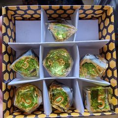 D&D Resin Dice Set, Premium Green & Gold Glitter, Used Once
