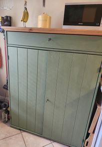 Vintage Country Style Solid Wood Painted Larder Cupboard (Sage Green)