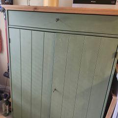 Vintage Country Style Solid Wood Painted Larder Cupboard (Sage Green)