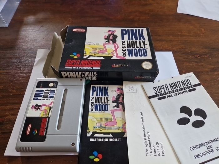 Pink Goes to Hollywood Super Nintendo Snes Arcade Retro Games Original