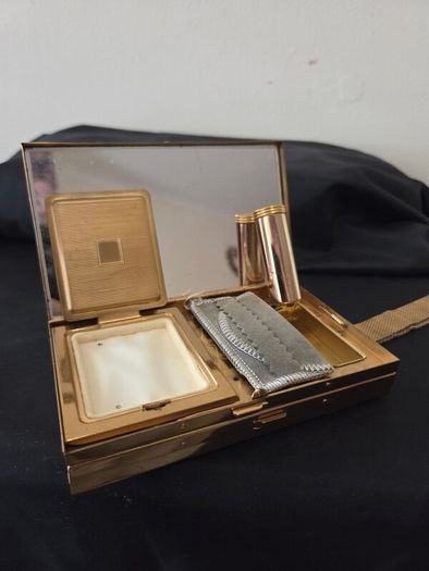 1950's Compact Lipstick Cigarette Blunt Mesh Handle Purse