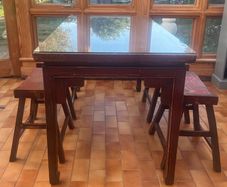 Unique kitchen hardwood table & stools