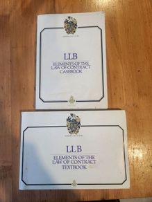 Law Books X 2. Llb Elements Of The Law Of Contract Casebook. Suitable For Law Students Studying For An Llb Elements Of The Law. 2 X First Edition Large Volume Paperback Books In Good Condition.
