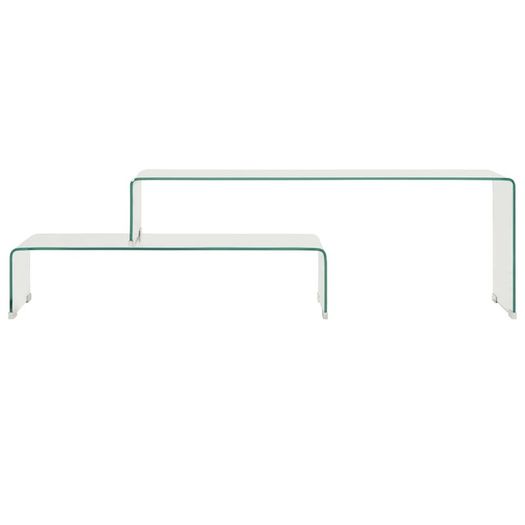 2 Piece Coffee Table Set 90x30x20/110x30x40 cm Tempered Glass