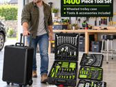 1400 Piece Tool Box Trolley Set With Wheels and Tools Included