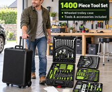 1400 Piece Tool Box Trolley Set With Wheels and Tools Included