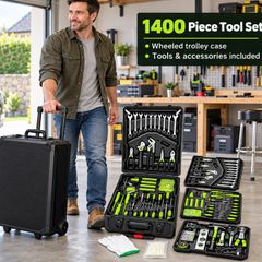 1400 Piece Tool Box Trolley Set With Wheels and Tools Included