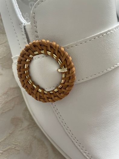 White Remonte Buckle Low Platform Loafers - Size 39- Nearly New