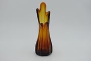 Swung Vase 5 Fingers Amber Brown - Pressed Glass