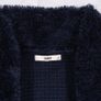 Oasis Navy Blue Faux Fur Suede Knit Waterfall Cardigan Size M Image 3