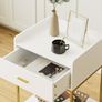 Bedside Table, 3-Tier Bedside Cabinet with Storage Drawer and Open Shelf, Small End Side Table with Gold Legs for Bedroom, Living Room, White Large Image 7