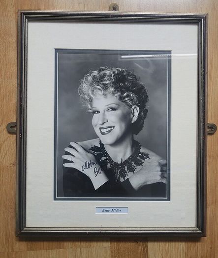 Autographed 10x8 Framed Photo of a Young Bette Midler (a Grammy, Tony, Emmy, and Golden Globe award-winning performer)  Rare Collectible