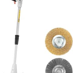 Electric Weed Sweeper 400W motor, 2pcs Weeder Brushes, Corded Patio Cleaner, Weeding Remover for Garden, Slabs, Driveway