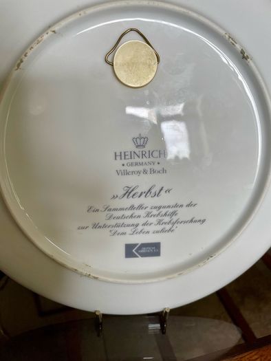 Vintage Collectors Plate Autumn Herbst Wall plate Heinrich Porcelain Villeroy and Boch
