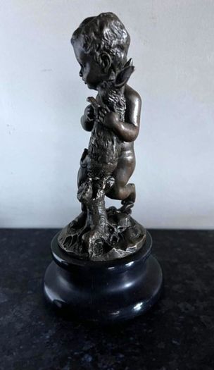 Paul Schmidt-Felling (1835-1920) Boy With Hare - Bronze, Marble, Signed