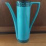Fabulous Rare and Highly Prized Portmeirion Greek Key Tall Cylinder Coffee Pot in the Very Rare Turquoise and Black Colourway from 1967 - A Mid-Century Modern Design Classic in Mint Condition Image 6