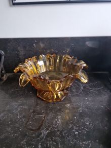 amber glass centrepiece vintage retro