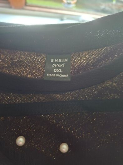 Ladies Black Top with Pearl Design