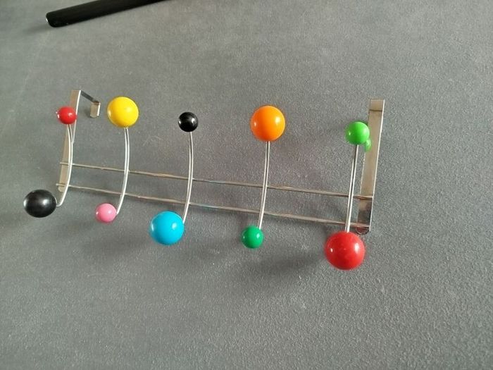 Vintage Mid-Century Style "Hang-It-All" Over-The-Door Coat Rack | Multicolour Ball Hooks