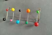 Vintage Mid-Century Style "Hang-It-All" Over-The-Door Coat Rack | Multicolour Ball Hooks