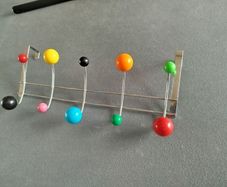 Vintage Mid-Century Style "Hang-It-All" Over-The-Door Coat Rack | Multicolour Ball Hooks