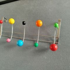 Vintage Mid-Century Style "Hang-It-All" Over-The-Door Coat Rack | Multicolour Ball Hooks