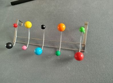Vintage Mid-Century Style "Hang-It-All" Over-The-Door Coat Rack | Multicolour Ball Hooks