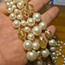 1960s Vintage Faux Pearls Crystal 4 Strand Japan 17.5 Inch Necklace 60s Image 7