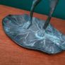 Vintage verdigris frog on leaf candleholder Image 2