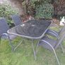 Garden table, chairs & parasol. Image 3