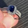 9ct White Gold Sapphire Square Halo Cluster Ring Image 5