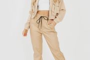 Faux Leather PU Jogger Trousers