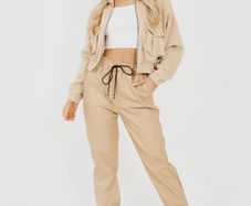 Faux Leather PU Jogger Trousers