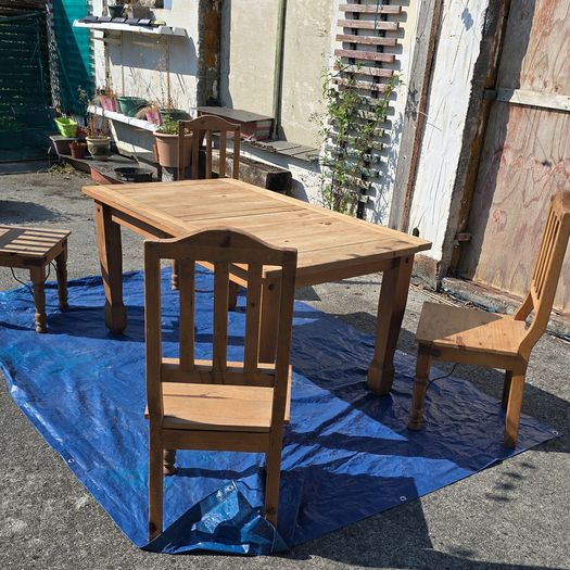 Solid Wooden Kitchen Table plus 4 Chairs Rustic Character