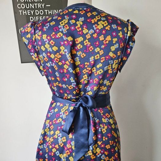 Whistles boho floral silk dress with empire waist 10 12 blue pink yellow