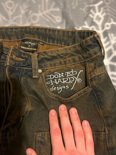 Ed Hardy Urban Outfitters Baggy Denim Shorts Size 4