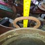Antique Copper Cauldron, circa 19th to early 20th century. It features prominent riveted iron handles on each side and displays an authentic verdigris patina,. Postage Available Image 6