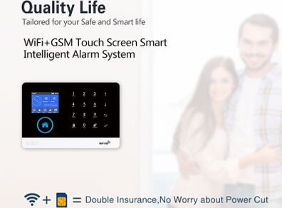 Wireless WIFI GSM Home Security Mobile Phone Alarm System For Tuya Smart Life APP With Motion Sensor Detector Compatible With Alexa & Google