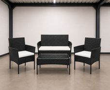 Black wicker 4 piece garden furniture set